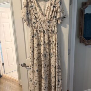 Baltic Born Cream and Black Floral Maxi Dress